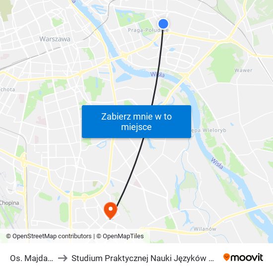 Os. Majdańska 01 to Studium Praktycznej Nauki Języków Obcych (SPNJO) SGGW map