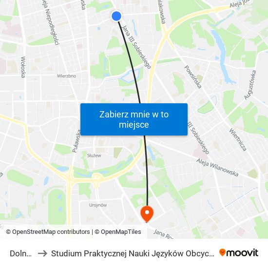 Dolna 04 to Studium Praktycznej Nauki Języków Obcych (SPNJO) SGGW map