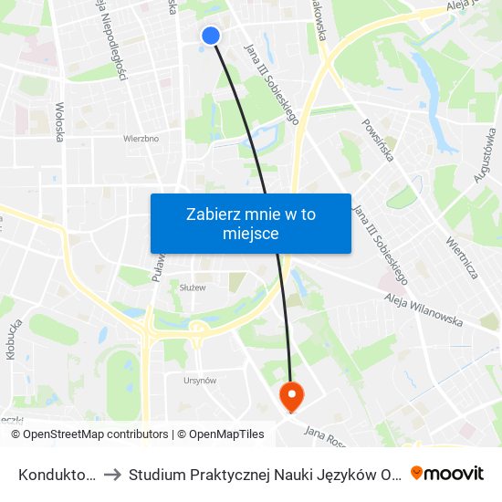 Konduktorska to Studium Praktycznej Nauki Języków Obcych (SPNJO) SGGW map