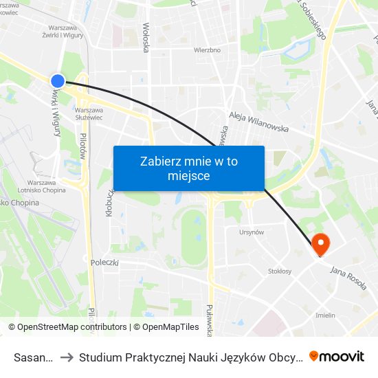 Sasanki 02 to Studium Praktycznej Nauki Języków Obcych (SPNJO) SGGW map