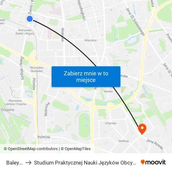 Baleya 02 to Studium Praktycznej Nauki Języków Obcych (SPNJO) SGGW map