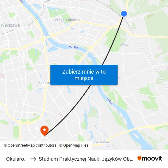 Okularowa 01 to Studium Praktycznej Nauki Języków Obcych (SPNJO) SGGW map