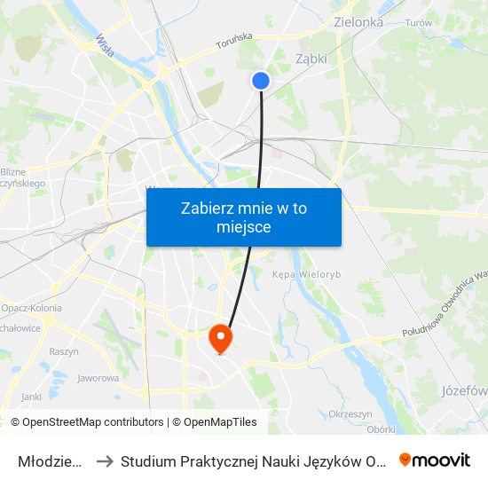 Młodzieńcza 03 to Studium Praktycznej Nauki Języków Obcych (SPNJO) SGGW map