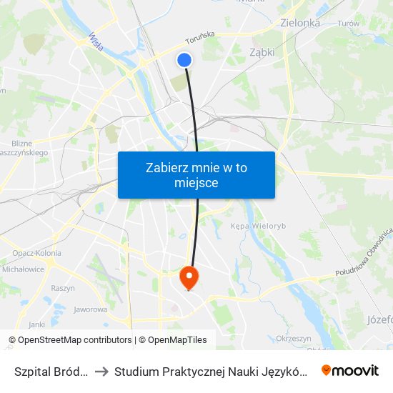 Szpital Bródnowski to Studium Praktycznej Nauki Języków Obcych (SPNJO) SGGW map