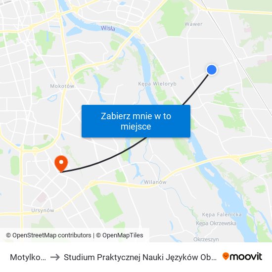 Motylkowa to Studium Praktycznej Nauki Języków Obcych (SPNJO) SGGW map