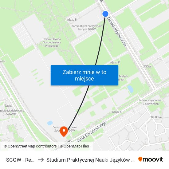 Sggw-Rektorat to Studium Praktycznej Nauki Języków Obcych (SPNJO) SGGW map