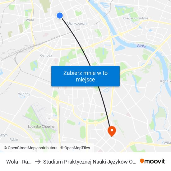 Wola - Ratusz 05 to Studium Praktycznej Nauki Języków Obcych (SPNJO) SGGW map