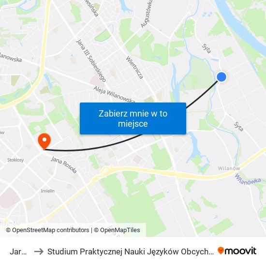 Jara 02 to Studium Praktycznej Nauki Języków Obcych (SPNJO) SGGW map