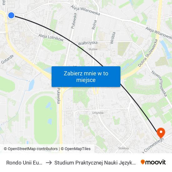 Rondo Unii Europejskiej 01 to Studium Praktycznej Nauki Języków Obcych (SPNJO) SGGW map