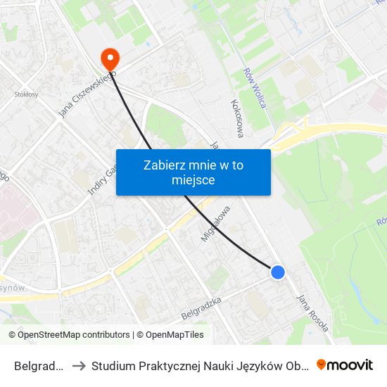 Belgradzka to Studium Praktycznej Nauki Języków Obcych (SPNJO) SGGW map