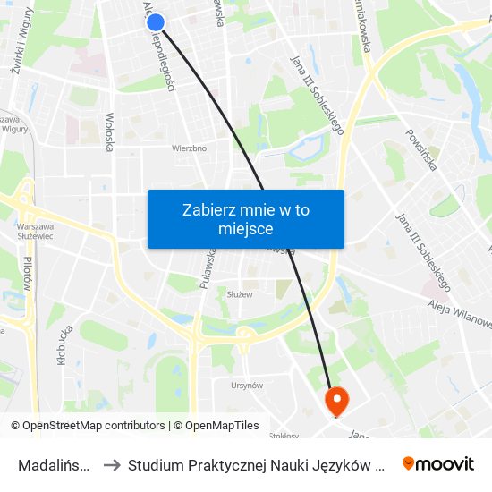 Madalińskiego to Studium Praktycznej Nauki Języków Obcych (SPNJO) SGGW map