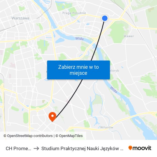 CH Promenada 02 to Studium Praktycznej Nauki Języków Obcych (SPNJO) SGGW map