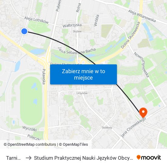 Tarniny 02 to Studium Praktycznej Nauki Języków Obcych (SPNJO) SGGW map