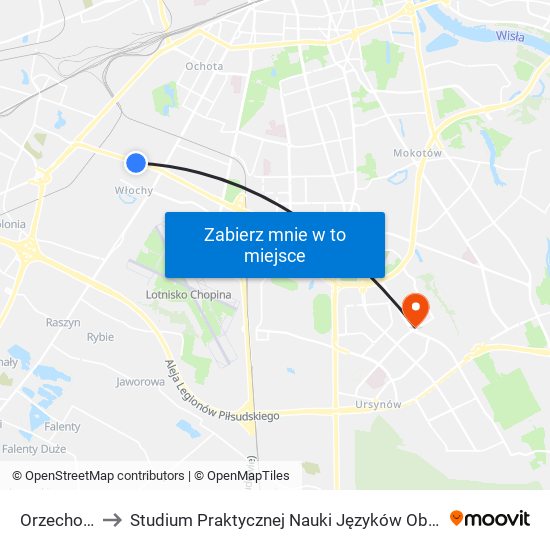 Orzechowa to Studium Praktycznej Nauki Języków Obcych (SPNJO) SGGW map