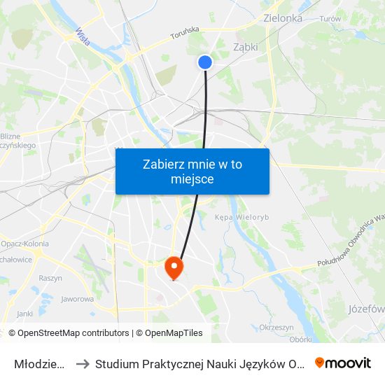 Młodzieńcza to Studium Praktycznej Nauki Języków Obcych (SPNJO) SGGW map