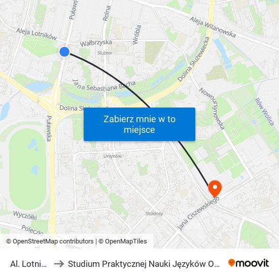 Al. Lotników to Studium Praktycznej Nauki Języków Obcych (SPNJO) SGGW map