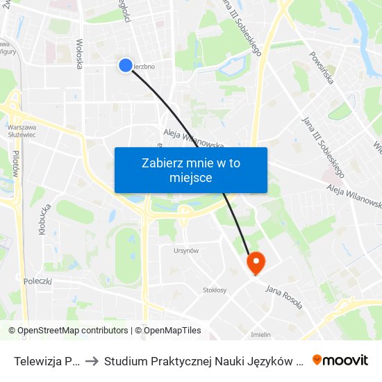 Telewizja Polska 01 to Studium Praktycznej Nauki Języków Obcych (SPNJO) SGGW map