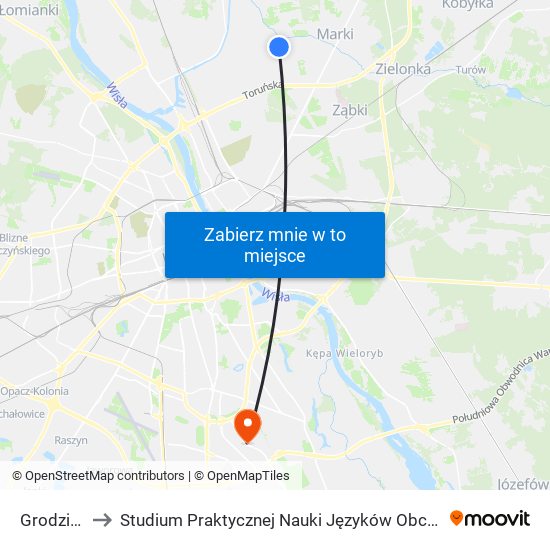 Grodzisk 01 to Studium Praktycznej Nauki Języków Obcych (SPNJO) SGGW map