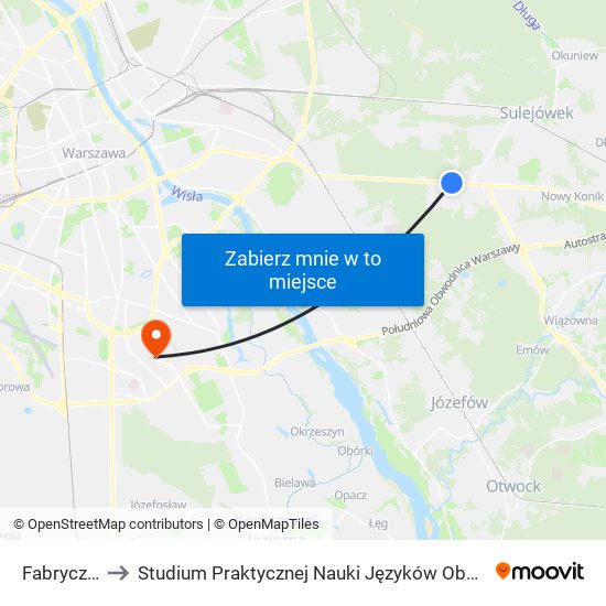 Fabryczna 01 to Studium Praktycznej Nauki Języków Obcych (SPNJO) SGGW map