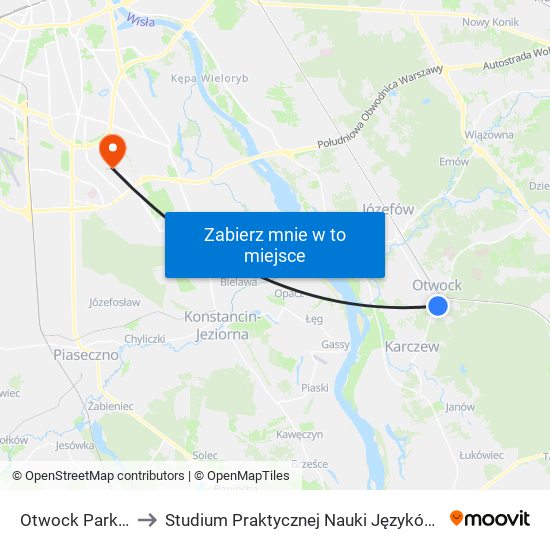 Otwock Park Miejski 02 to Studium Praktycznej Nauki Języków Obcych (SPNJO) SGGW map