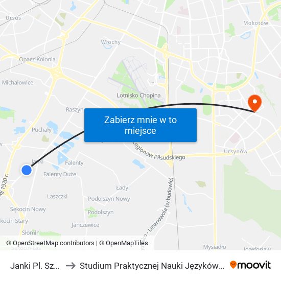 Janki Pl. Szwedzki 02 to Studium Praktycznej Nauki Języków Obcych (SPNJO) SGGW map