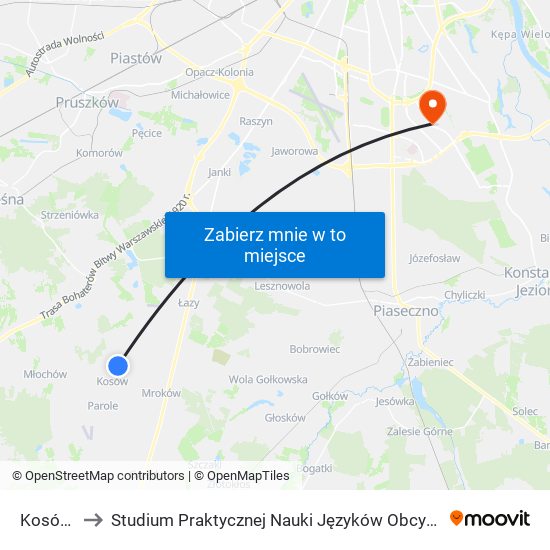 Kosów 01 to Studium Praktycznej Nauki Języków Obcych (SPNJO) SGGW map