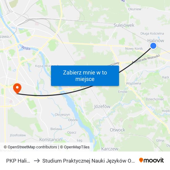 PKP Halinów 01 to Studium Praktycznej Nauki Języków Obcych (SPNJO) SGGW map