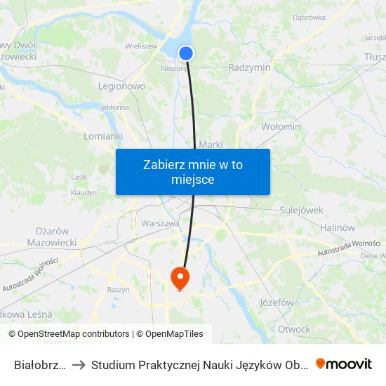 Białobrzegi 01 to Studium Praktycznej Nauki Języków Obcych (SPNJO) SGGW map