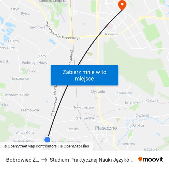 Bobrowiec Żwirowa 01 to Studium Praktycznej Nauki Języków Obcych (SPNJO) SGGW map