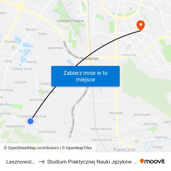 Lesznowola-Pole to Studium Praktycznej Nauki Języków Obcych (SPNJO) SGGW map