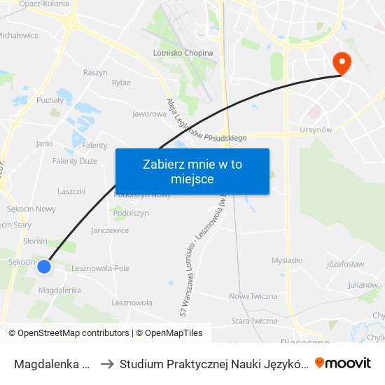 Magdalenka Graniczna 01 to Studium Praktycznej Nauki Języków Obcych (SPNJO) SGGW map