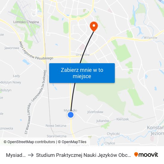 Mysiadło 01 to Studium Praktycznej Nauki Języków Obcych (SPNJO) SGGW map