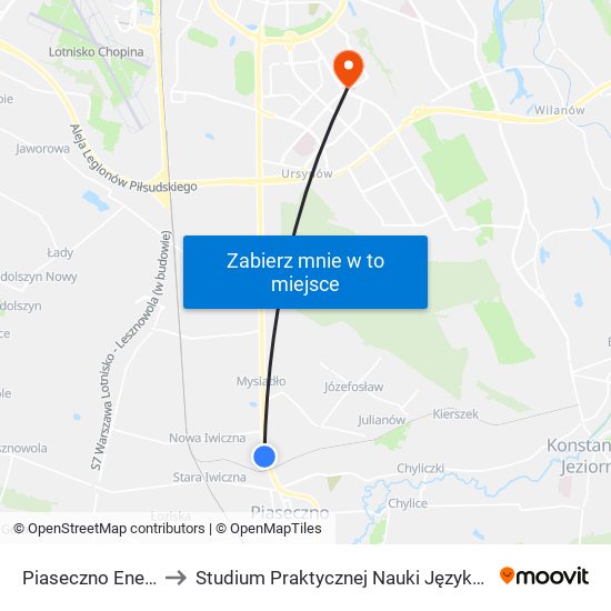 Piaseczno Energetyczna 01 to Studium Praktycznej Nauki Języków Obcych (SPNJO) SGGW map