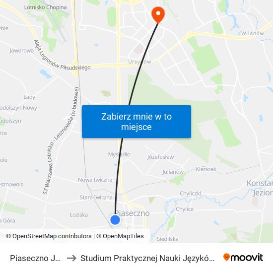 Piaseczno Jarząbka 01 to Studium Praktycznej Nauki Języków Obcych (SPNJO) SGGW map