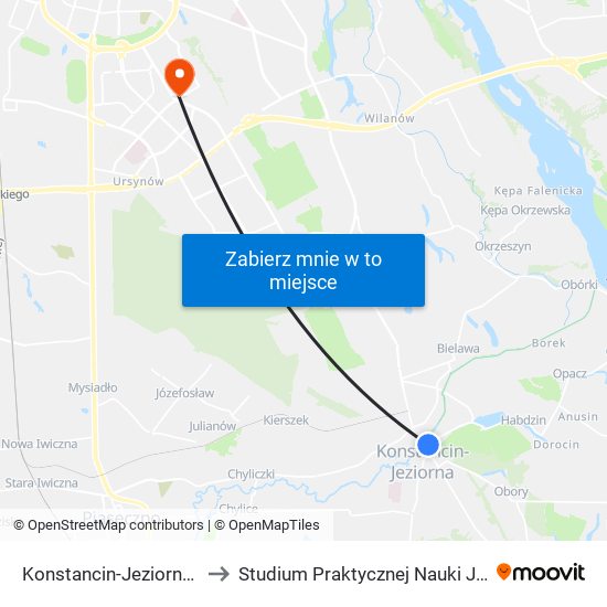 Konstancin-Jeziorna CH Stara Papiernia to Studium Praktycznej Nauki Języków Obcych (SPNJO) SGGW map