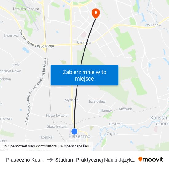 Piaseczno Kusocińskiego 01 to Studium Praktycznej Nauki Języków Obcych (SPNJO) SGGW map