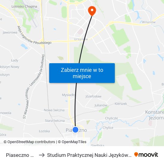 Piaseczno Szkolna 01 to Studium Praktycznej Nauki Języków Obcych (SPNJO) SGGW map