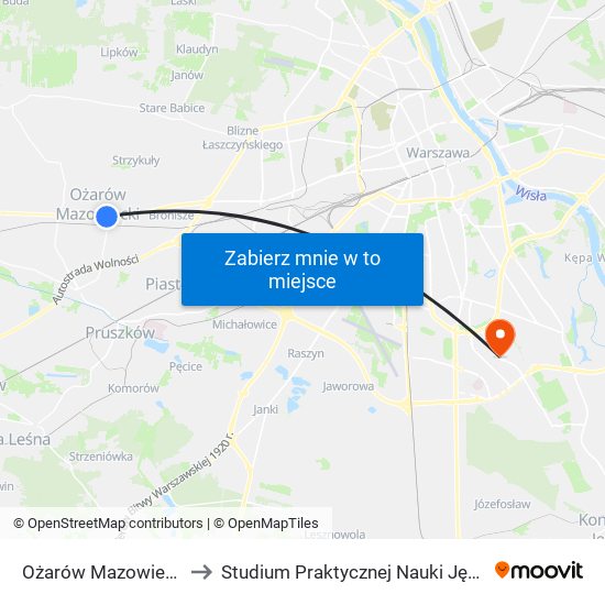 Ożarów Mazowiecki Sanktuarium 02 to Studium Praktycznej Nauki Języków Obcych (SPNJO) SGGW map