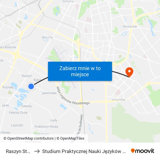 Raszyn Stadion 01 to Studium Praktycznej Nauki Języków Obcych (SPNJO) SGGW map