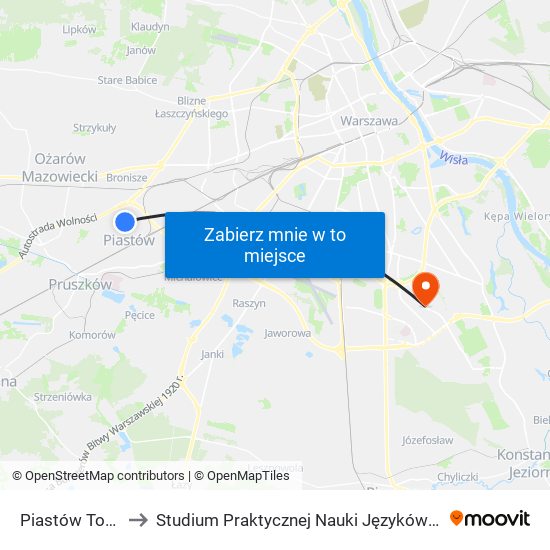 Piastów Toruńska 01 to Studium Praktycznej Nauki Języków Obcych (SPNJO) SGGW map