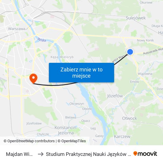 Majdan Widoczna 02 to Studium Praktycznej Nauki Języków Obcych (SPNJO) SGGW map