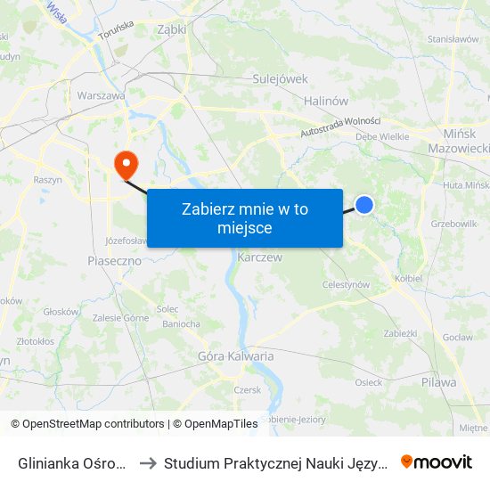 Glinianka Ośrodek Zdrowia 01 to Studium Praktycznej Nauki Języków Obcych (SPNJO) SGGW map