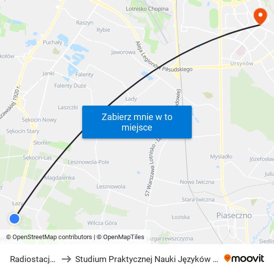 Radiostacja Łazy 01 to Studium Praktycznej Nauki Języków Obcych (SPNJO) SGGW map