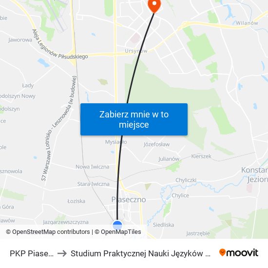 PKP Piaseczno 01 to Studium Praktycznej Nauki Języków Obcych (SPNJO) SGGW map