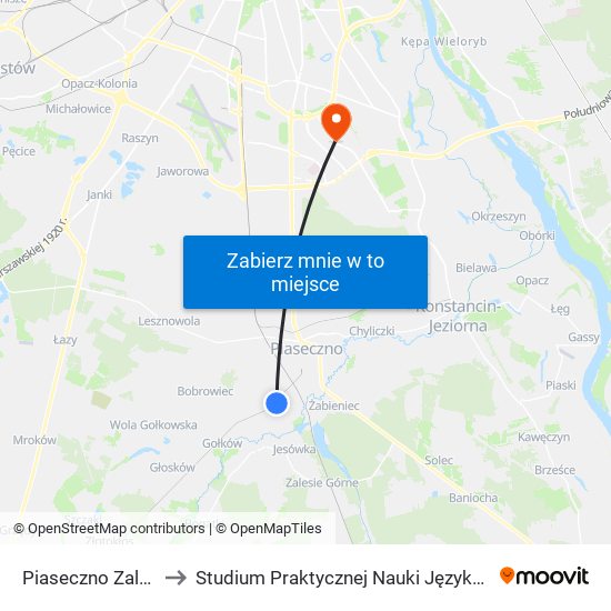 Piaseczno Zalesie Dolne 02 to Studium Praktycznej Nauki Języków Obcych (SPNJO) SGGW map