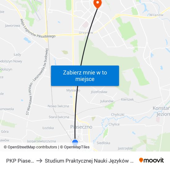 PKP Piaseczno 02 to Studium Praktycznej Nauki Języków Obcych (SPNJO) SGGW map