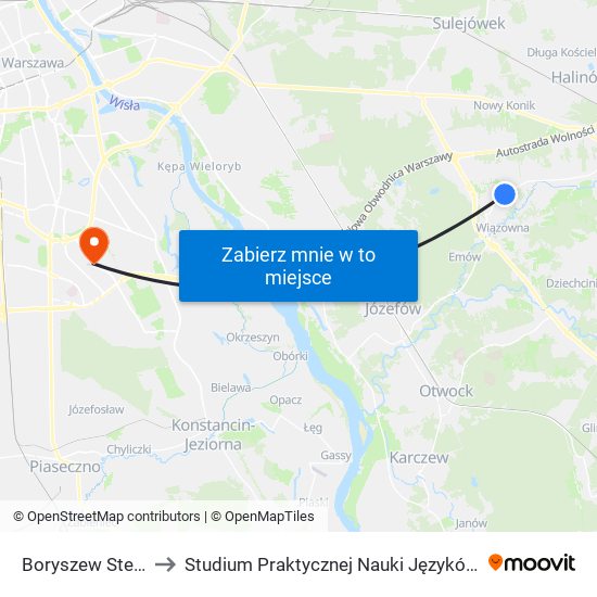 Boryszew Stefanówka 02 to Studium Praktycznej Nauki Języków Obcych (SPNJO) SGGW map