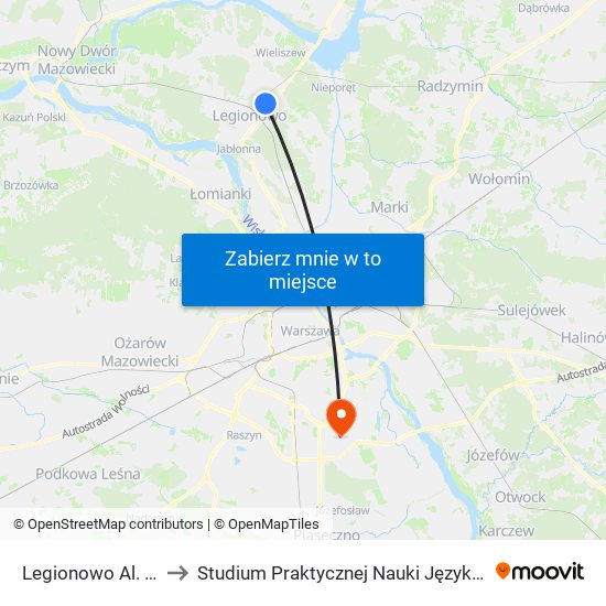 Legionowo Al. Sybiraków 02 to Studium Praktycznej Nauki Języków Obcych (SPNJO) SGGW map