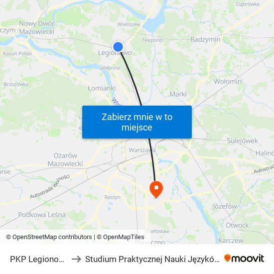 PKP Legionowo Piaski 01 to Studium Praktycznej Nauki Języków Obcych (SPNJO) SGGW map