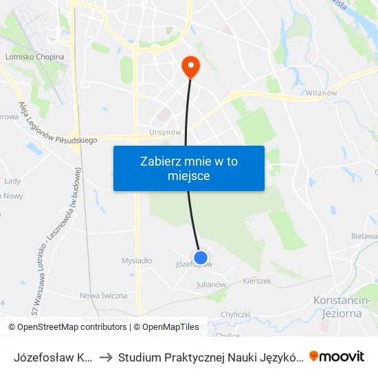 Józefosław Kameralna 02 to Studium Praktycznej Nauki Języków Obcych (SPNJO) SGGW map